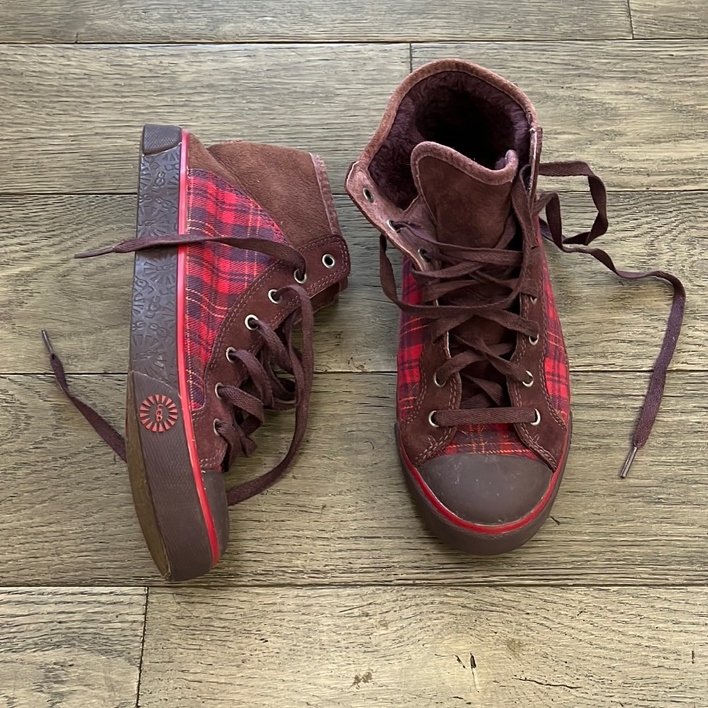 UGG AUSTRALIA CAYHA High Top Shoes Sneakers PLAID, size 8